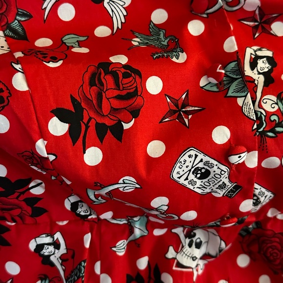 Red skull retro dress, size 14 never been worn, smoke and pet free home. - Picture 2 of 6